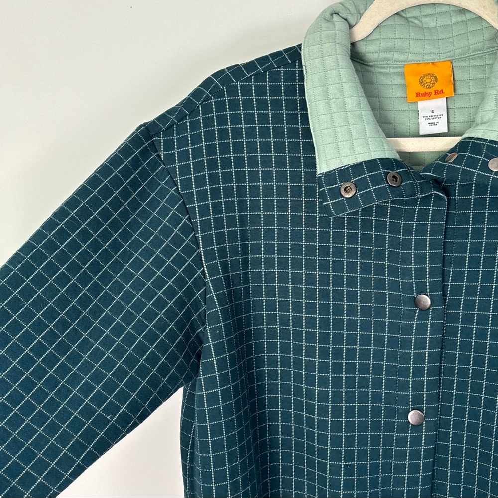 Ruby Rd Windowpane Checkered Relaxed Fit Snap Front Jacket Shacket Size Small - Picture 3 of 15